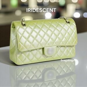 Iridescent Leather Quilted Yellow Rainbow Shimmering Shifting Color CrossbodyBag